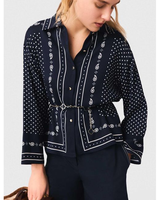 Maje Blue Flowing Printed Shirt