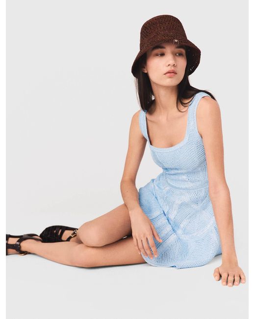 Maje White Short Crochet Dress