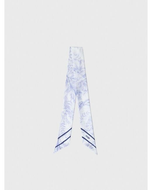 Maje White Floral Print Silk Scarf