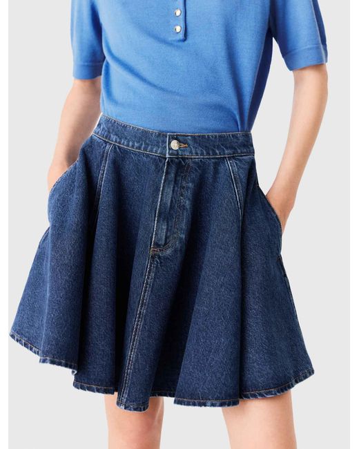 Maje Blue Short Flared Denim Skirt