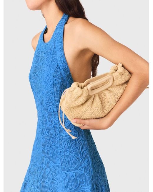Maje Blue Backless Guipure Maxi Dress