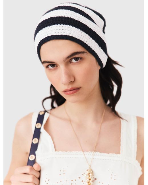 Maje Blue Striped Knit Triangle