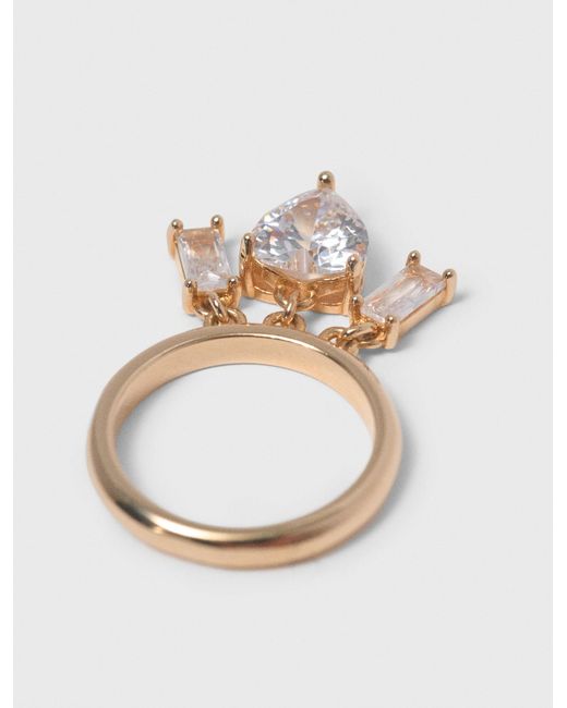 Maje White Goldfarbener Ring Mit Strass