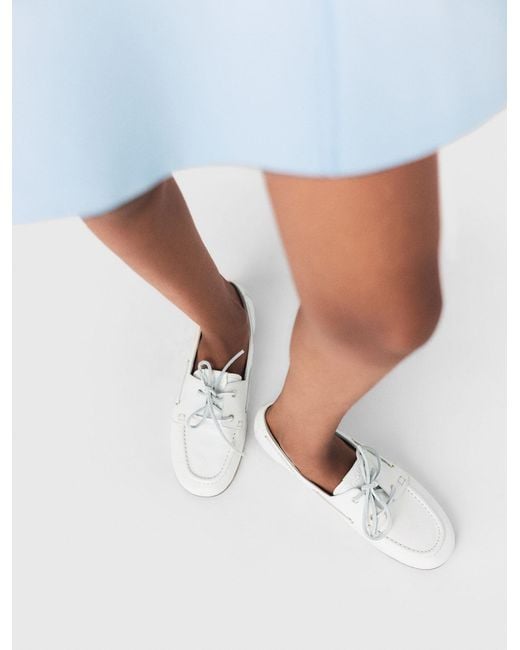 Maje White Leather Boat Shoes