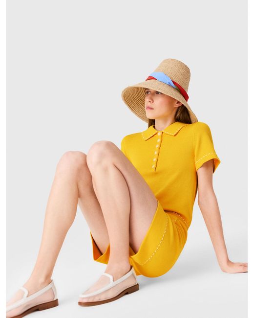 Maje Yellow Knit Playsuit With Polo Collar