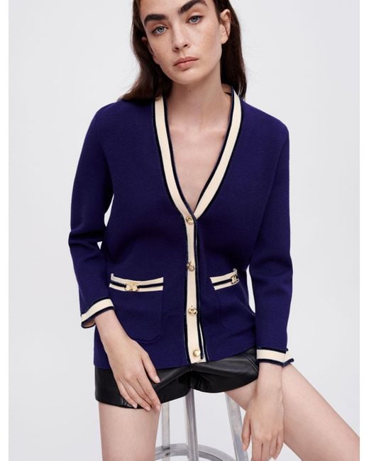 Fine knit collegiate cardigan online