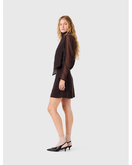 Maje Black Short Rhinestone Tie-Neck Dress
