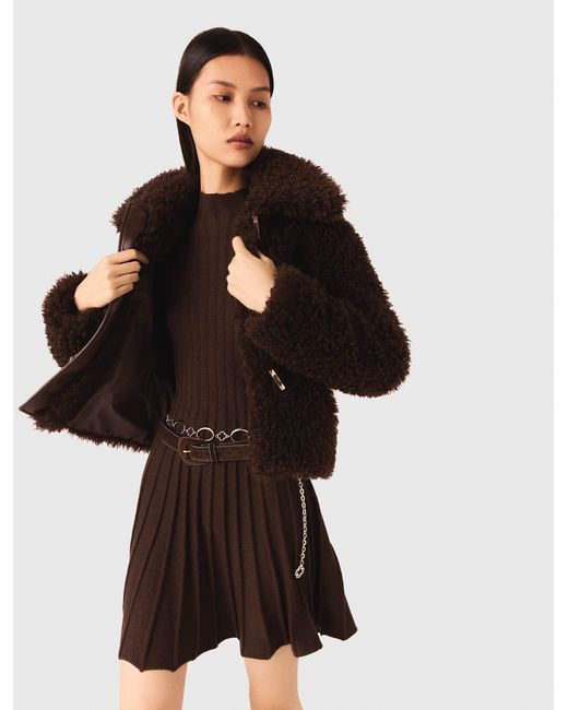 Maje Black Short Curly Coat