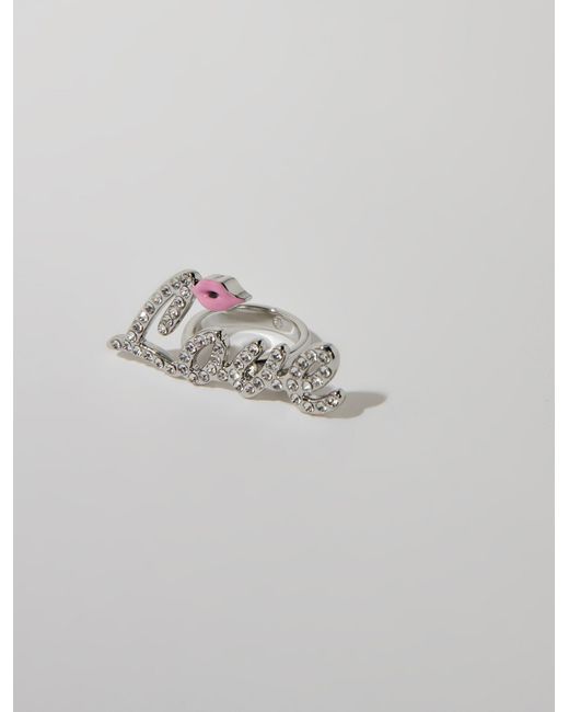 Maje Metallic Strass-Ring Love