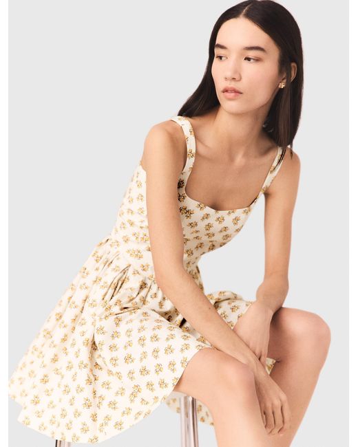 Maje Natural Short Flared Patterned Dress