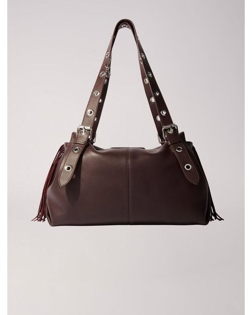 Maje Purple Plain Leather Miss M Xl Bag