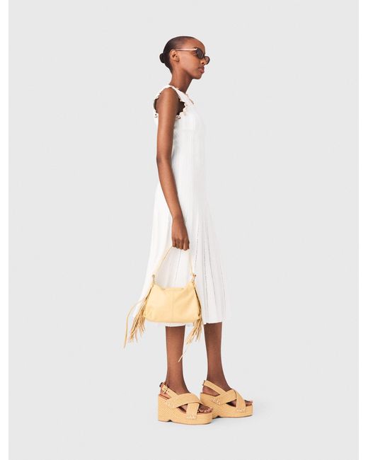 Maje White Knit Dress With Jewellery