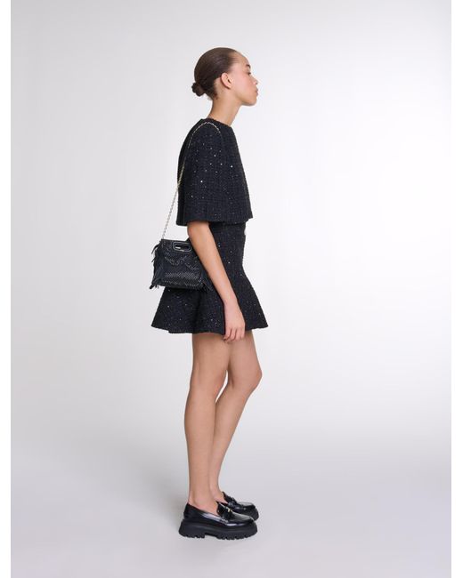 Maje Black Tweed 2-In-1 Short Dress