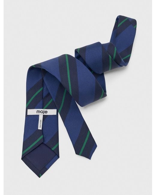 Maje Blue Striped Silk Tie