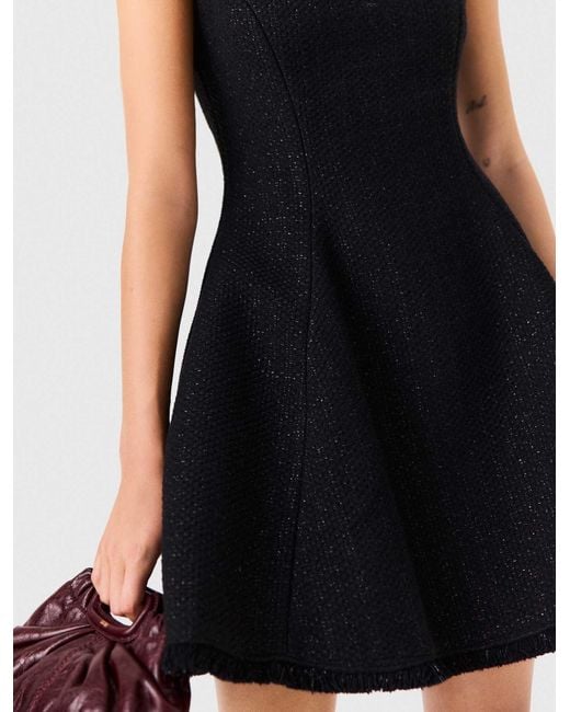 Maje Black Short Fringed Tweed Dress