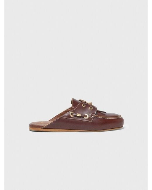 Maje Brown Bootsschuh-Mule Aus Leder