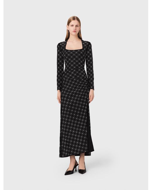 Maje Black Beaded And Rhinestone Maxi Dress