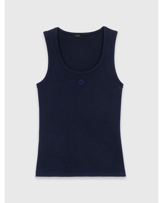 Maje Blue Rib Knit Tank Top