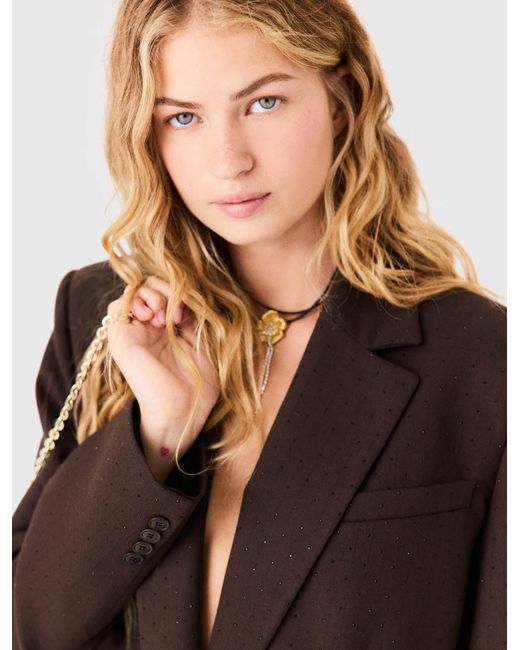Maje Brown Rhinestone Suit Jacket