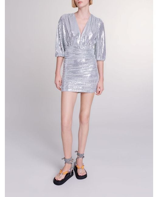 Maje Purple Floaty Sequin Dress