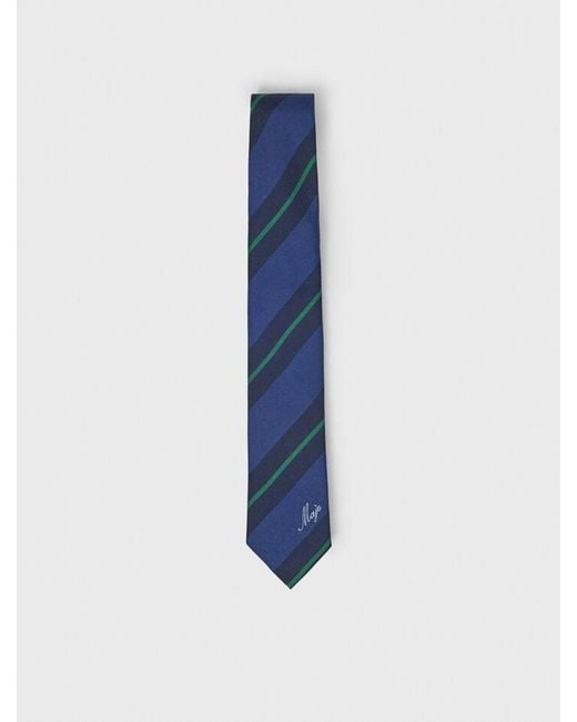 Maje Blue Striped Silk Tie