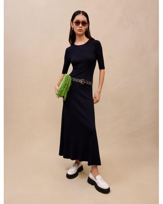 Maje Long Cutout Knit Dress in Natural Lyst