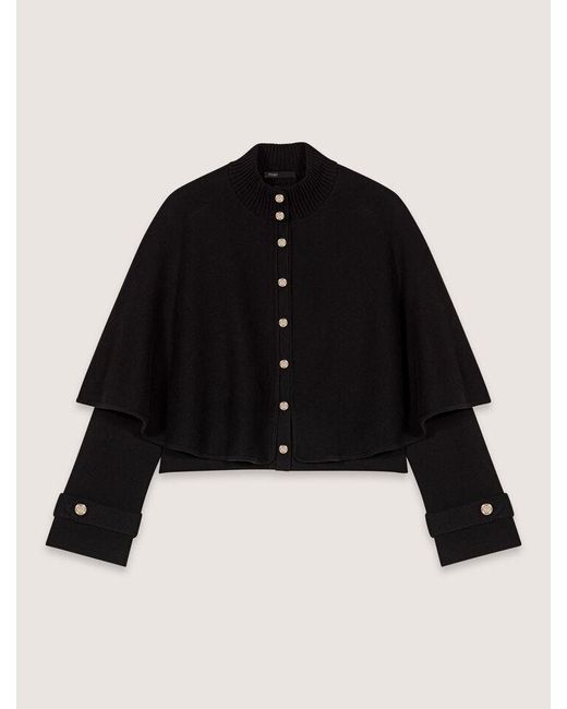 Maje White Cape-Effect Cardigan