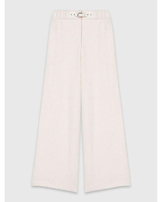 Maje White Wide-Leg Tweed Trousers