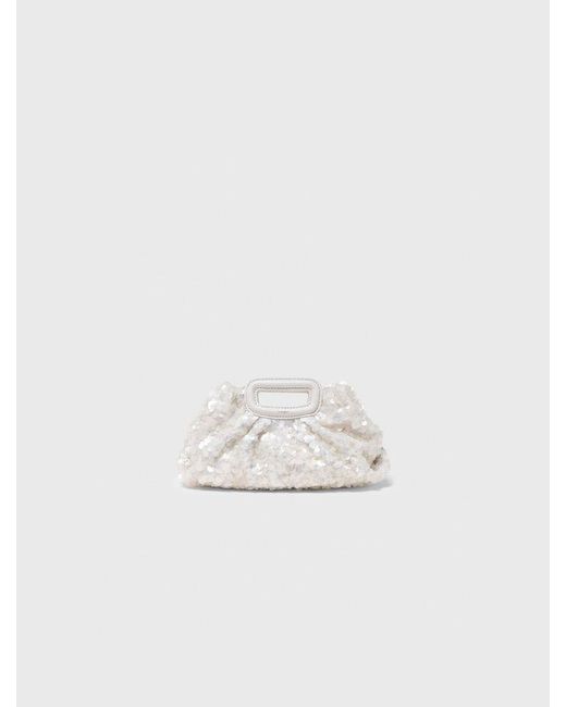 Maje White Sequins Milpli Mini Clutch