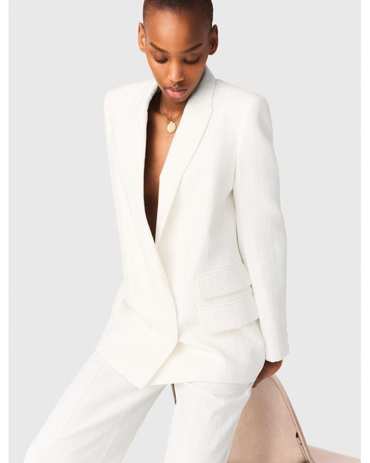 Maje White Double-Breasted Suit Jacket
