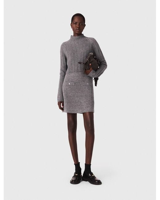 Maje White Knit Dress With Removable Jumper