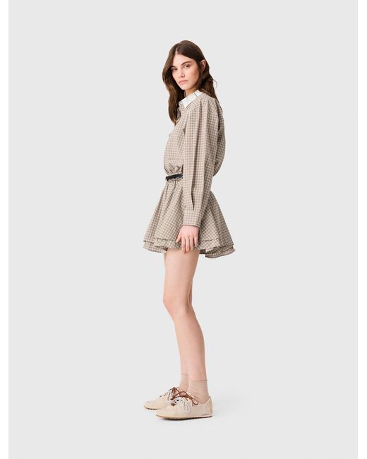 Maje White Short Rhinestone Checked Dress