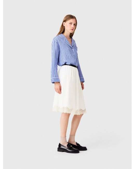 Maje Blue Mid-Length Cotton And Lace Skirt