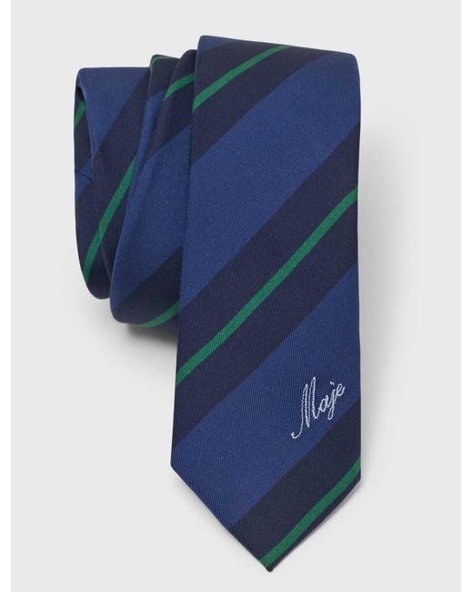 Maje Blue Striped Silk Tie