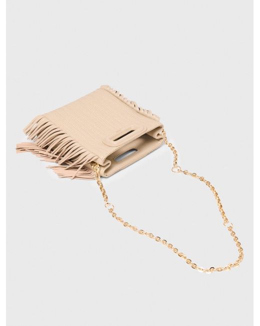 Maje Natural Topstitched Leather Mini M Bag