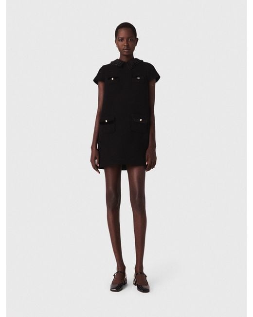Maje Black Short Tweed Dress