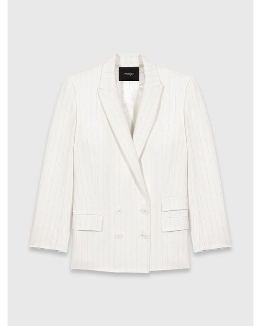 Maje White Double-Breasted Suit Jacket