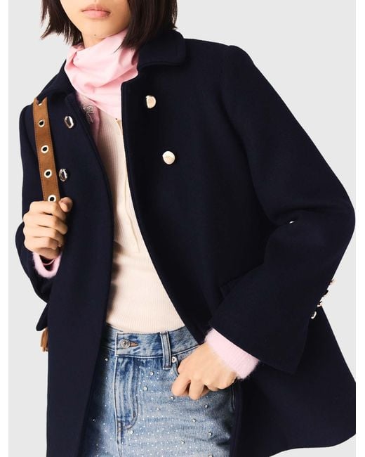 Maje Blue Wool Blend Coat