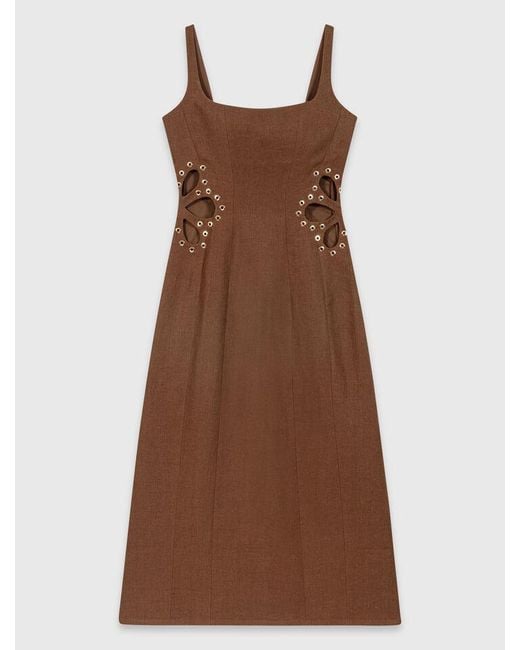 Maje Natural Linen Blend Maxi Dress