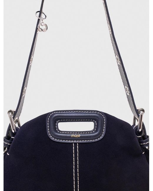 Maje White Topstitched Suede Mini Miss M Bag