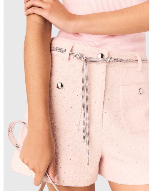 Maje Pink Tweed Shorts