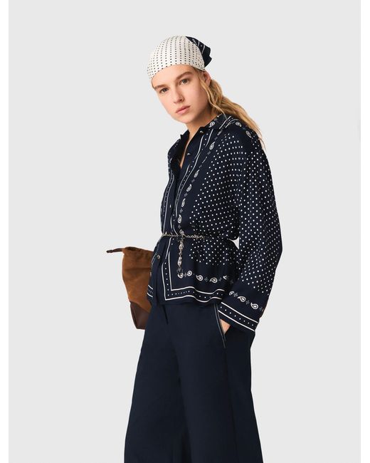 Maje Blue Flowing Printed Shirt