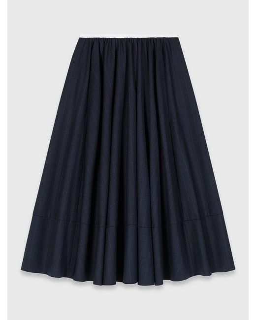 Maje Blue Striped Tailored Midi Skirt