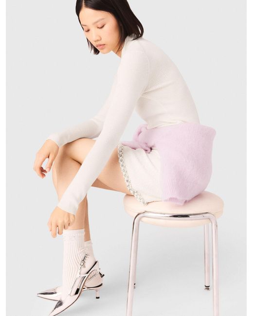 Maje White Ribbed Polo Jumper