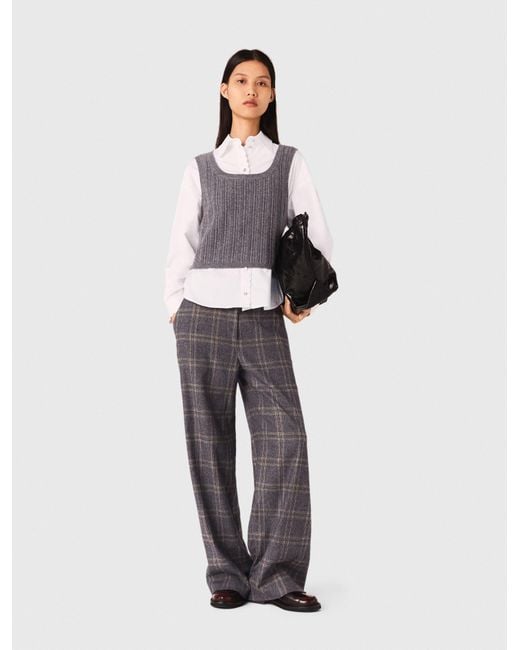 Maje White Knit Top With Removable Shirt