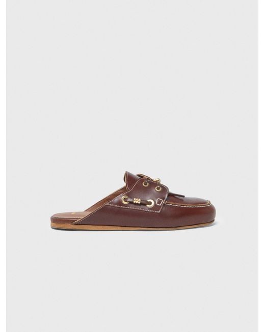 Maje Brown Bootsschuh-Mule Aus Leder