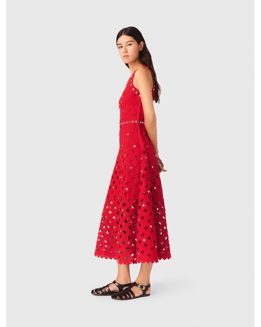 Maje Mirrored Crochet Dress