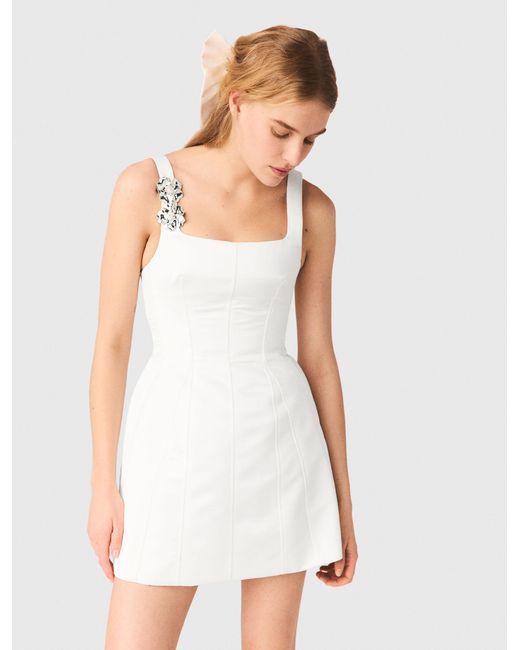 Maje White Short Satin Dress