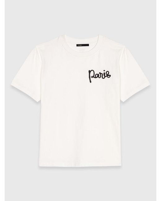 Maje Blue T-Shirt With Embroidered Paris Logo