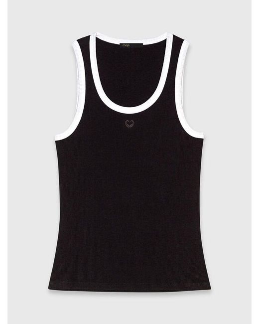 Maje Natural Ribbed Vest Top